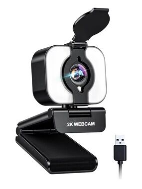 2K Webcam with Privacy Cover - Black